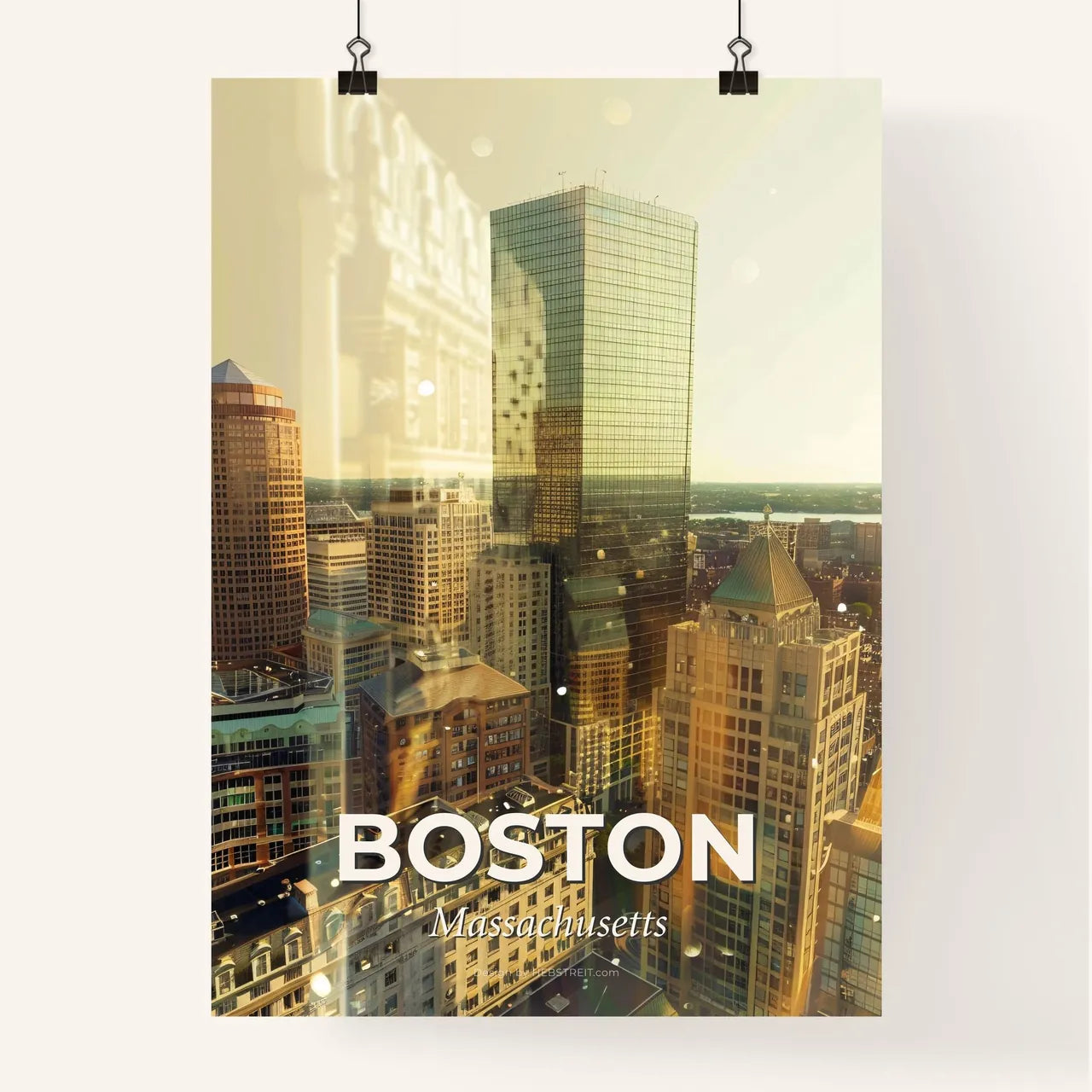 Boston Skyline: Beantown's Sparkly Mosaic Poster
