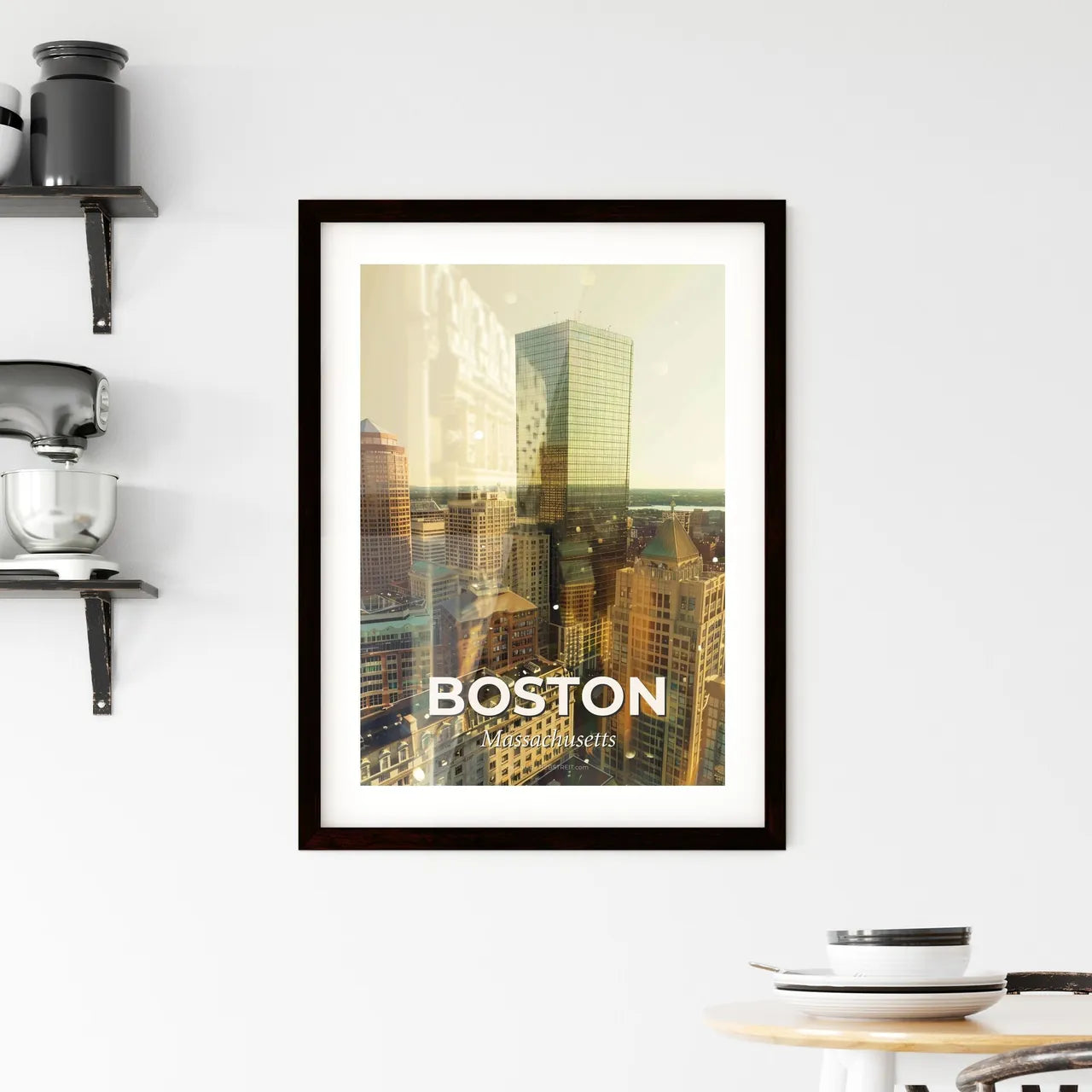 Boston Skyline: Beantown's Sparkly Mosaic Framed Print