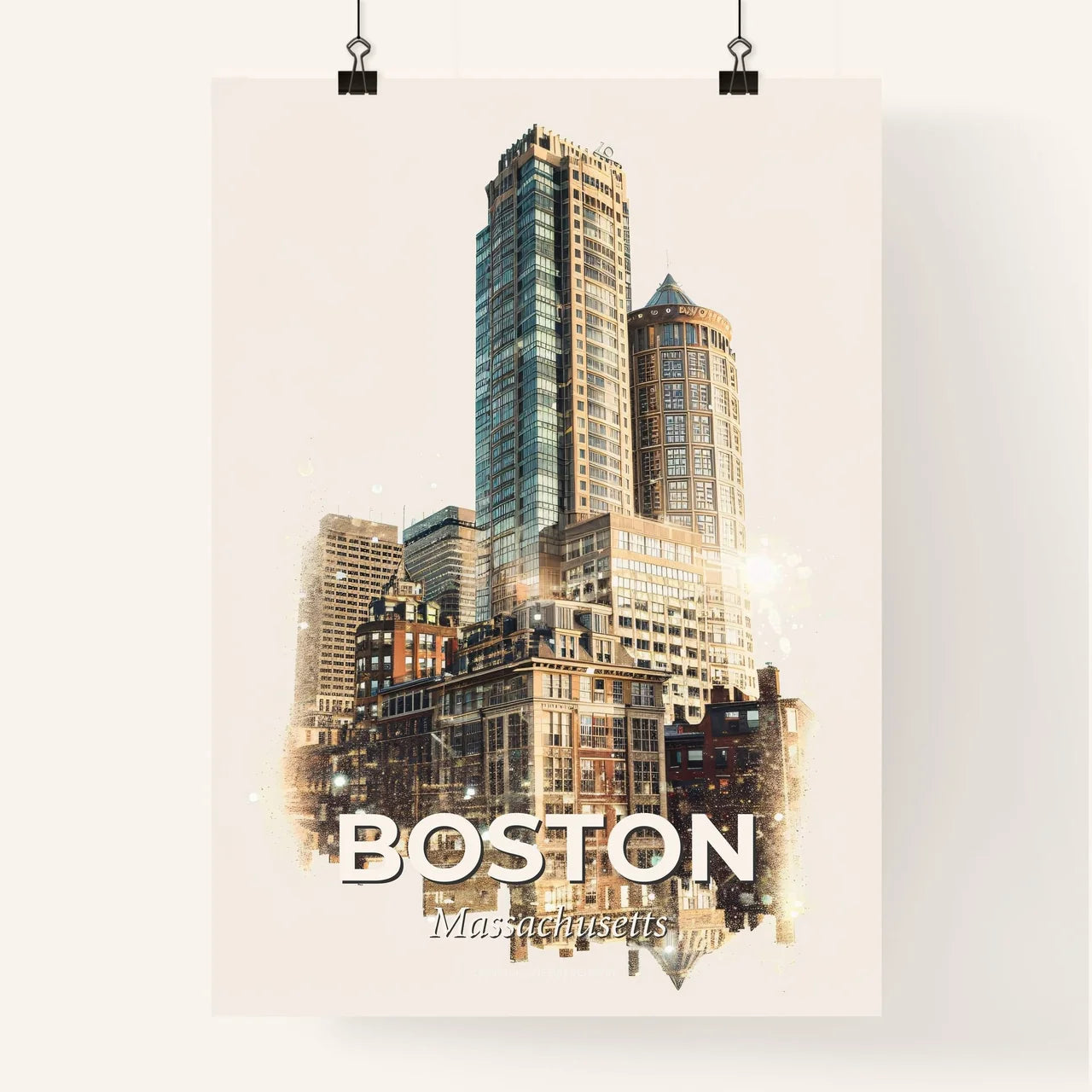 Boston Cityscape Poster: Iconic Architecture with a Modern Twist Poster