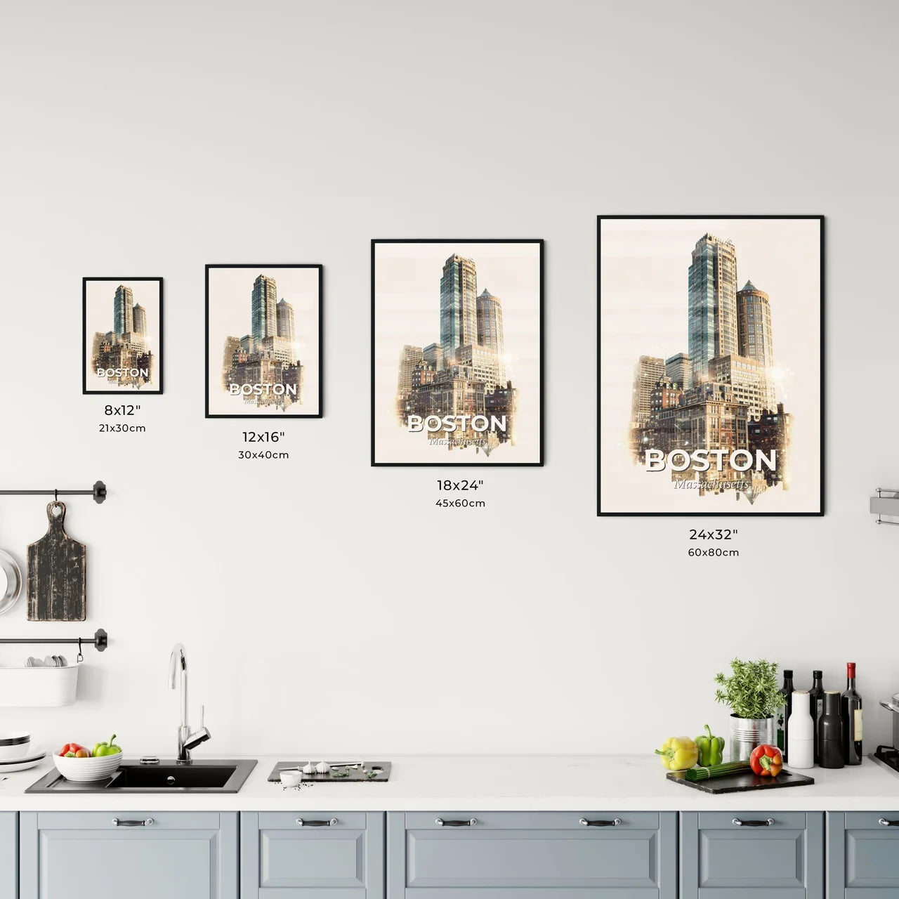 Boston Cityscape Poster: Iconic Architecture with a Modern Twist Office Art