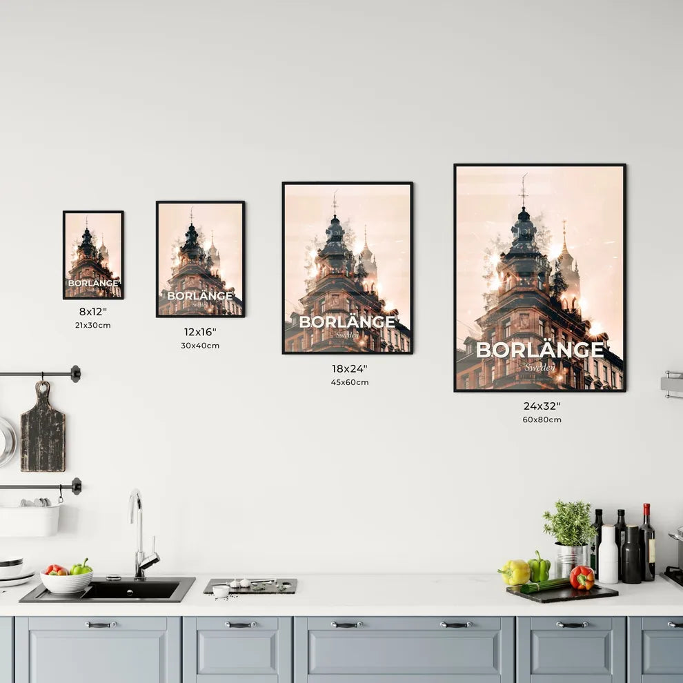 Borlange City Skyline Double Exposure Art Poster Office Art