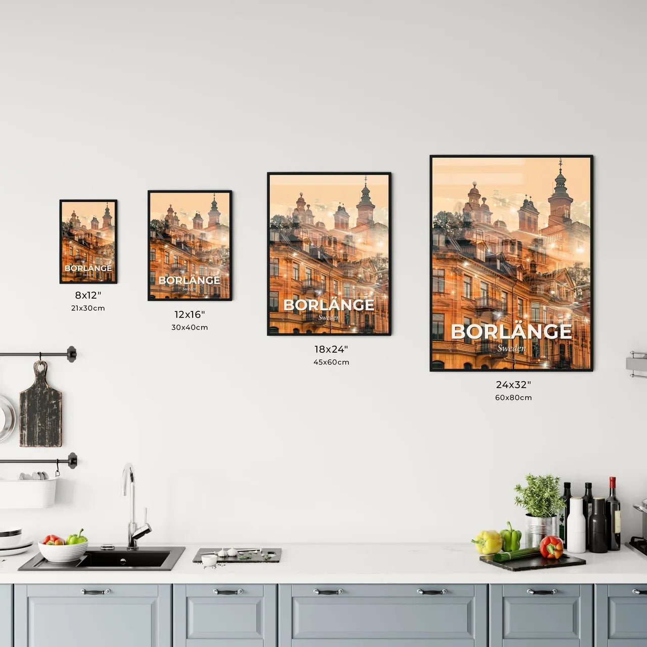 Borlänge City Skyline Architecture Poster Office Art