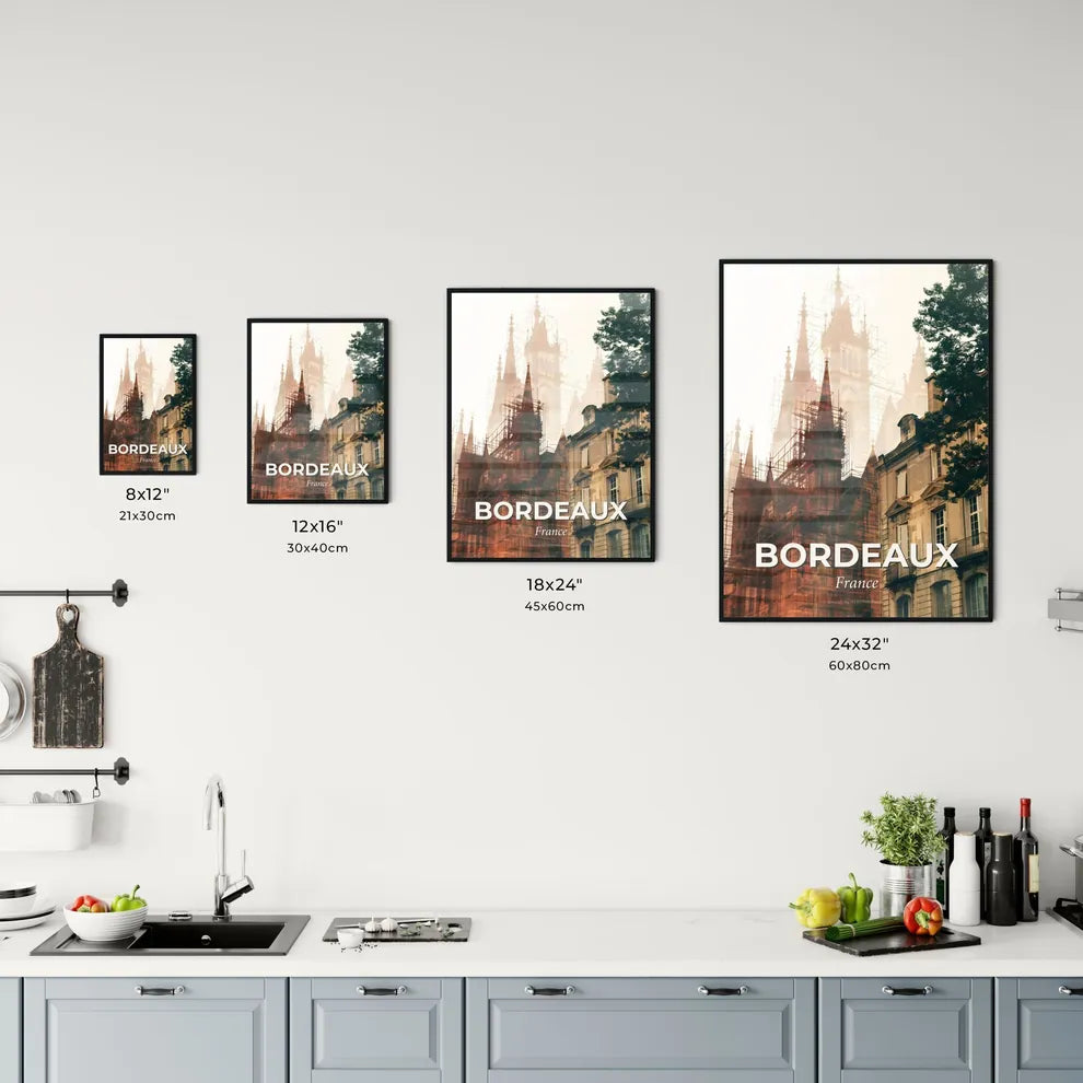 Bordeaux France Iconic Skyline Art Poster Office Art