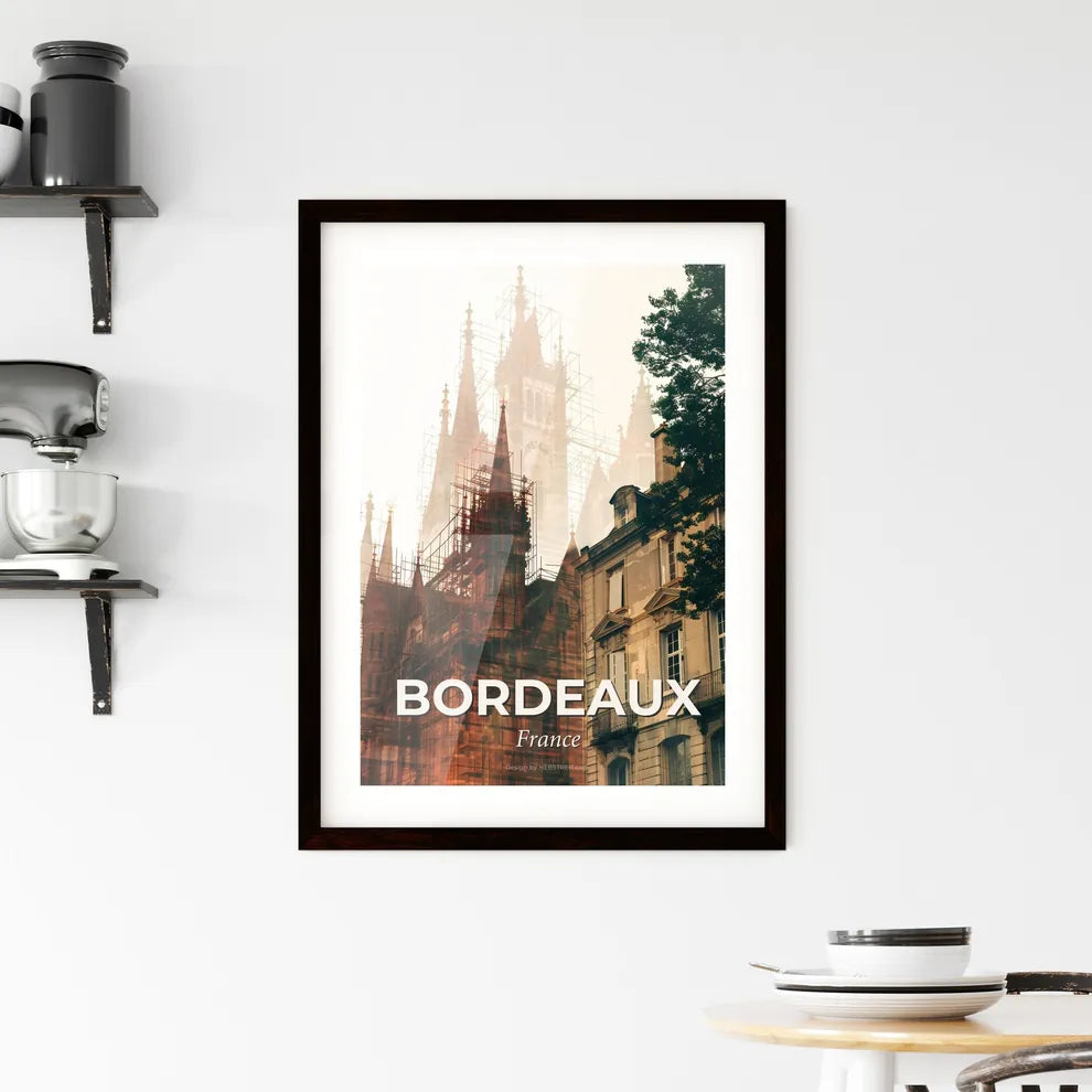 Bordeaux France Iconic Skyline Art Poster Framed Print