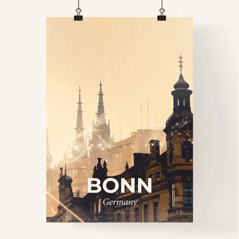Bonn: Skyline Silhouette Poster with Sparkles Poster