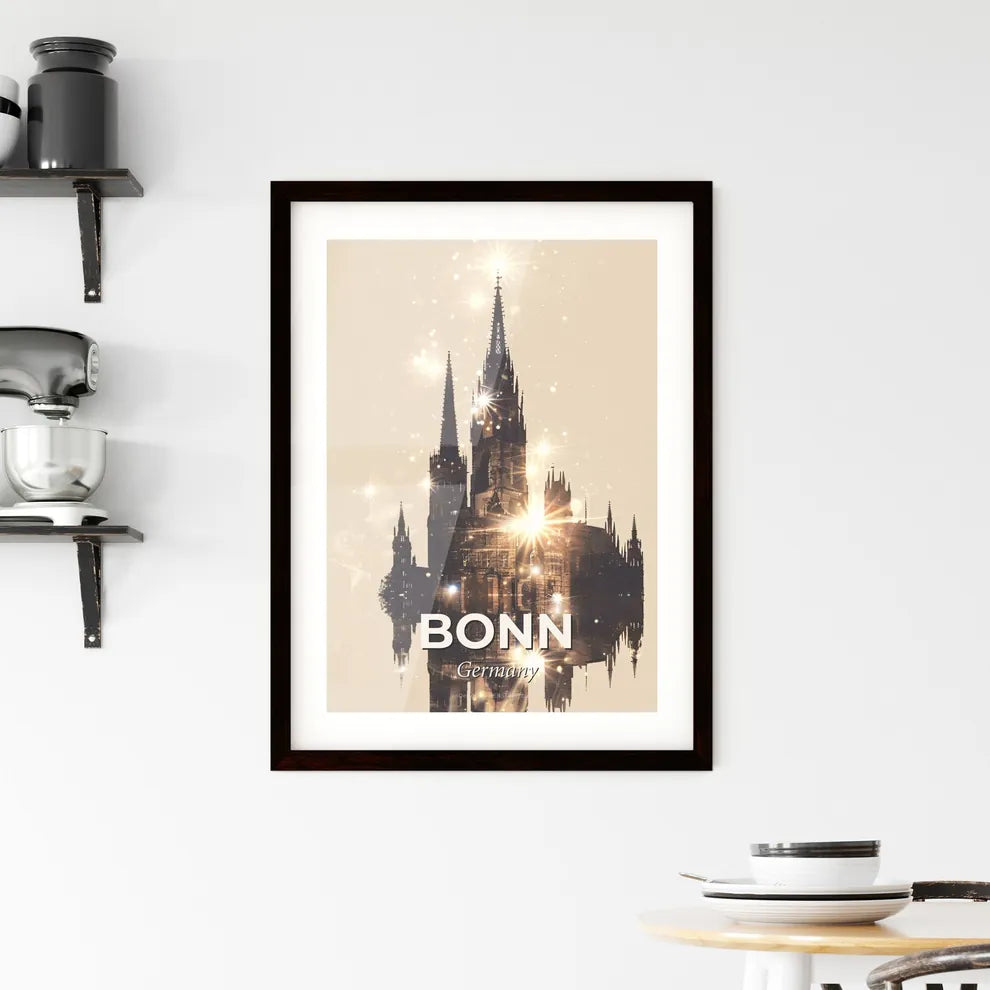 Bonn Skyline Double Exposure Composite Art Poster Framed Print