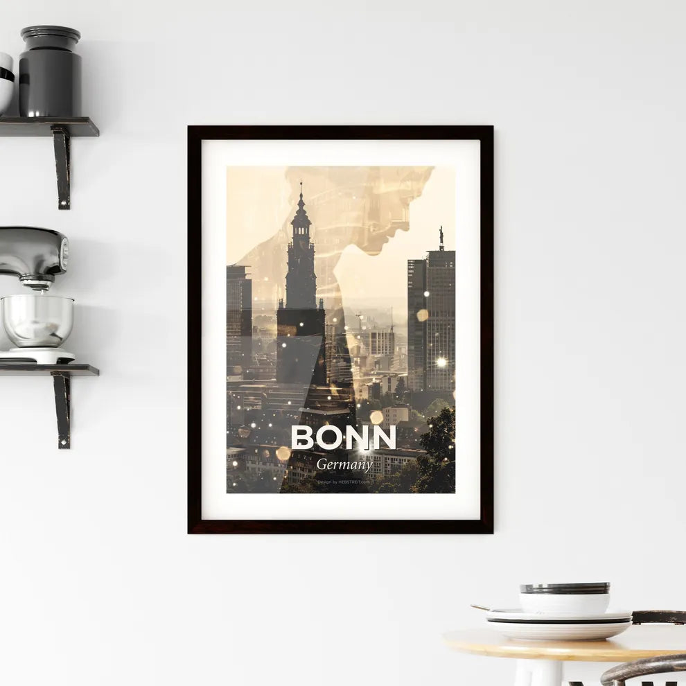 Bonn Skyline Panorama Pastel Poster Artwork Framed Print