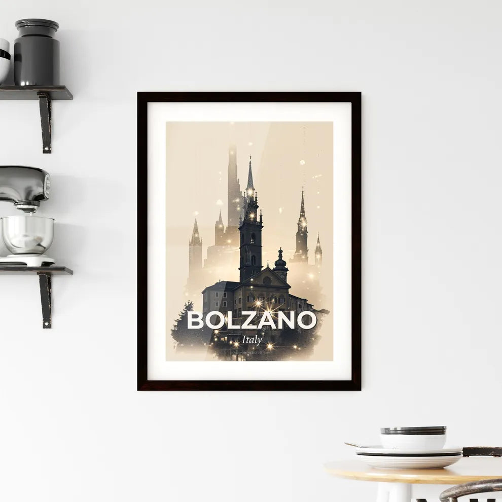 Bolzano Skyline Art City Lights Poster Framed Print