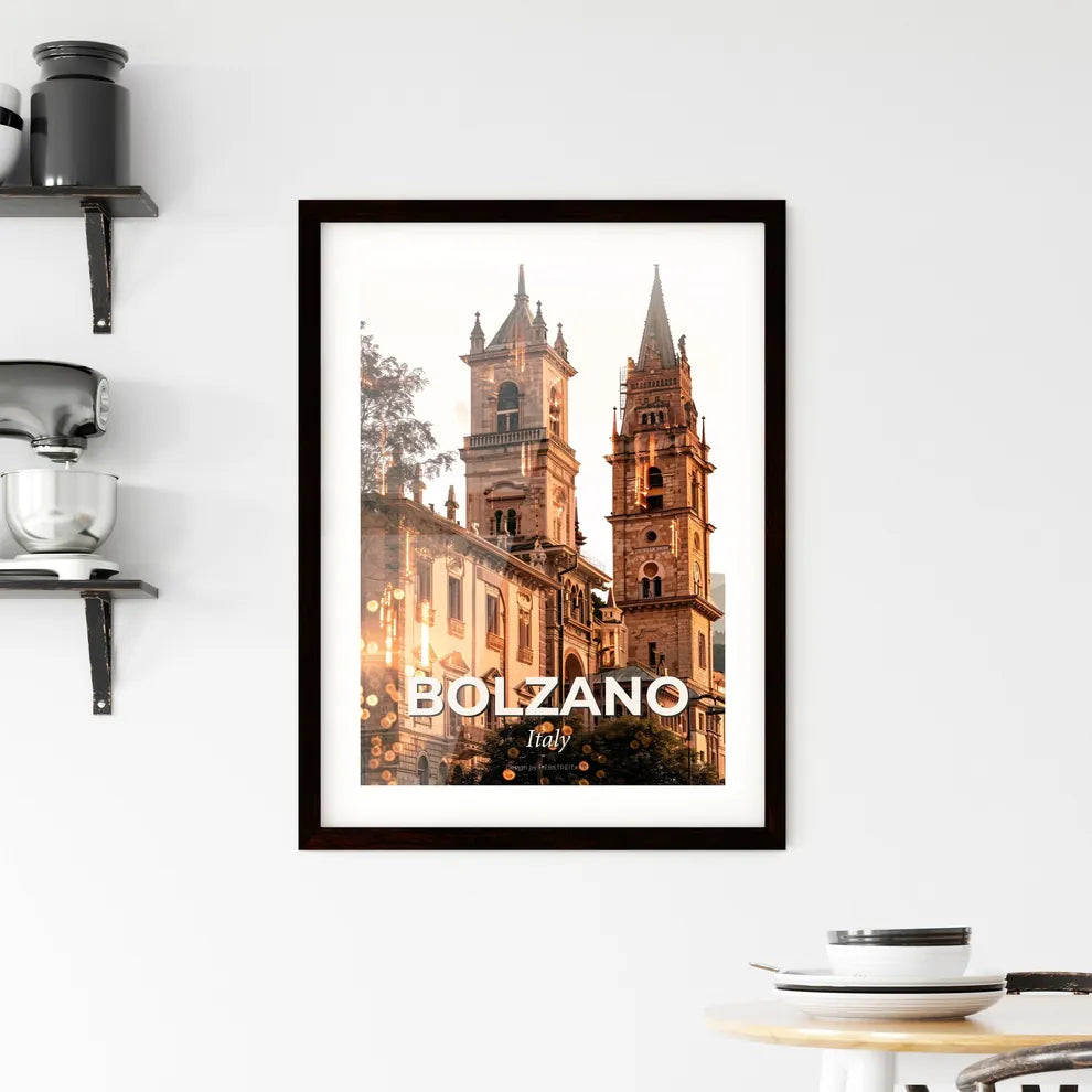 Bolzano Skyline Panorama Composite Art Poster Framed Print