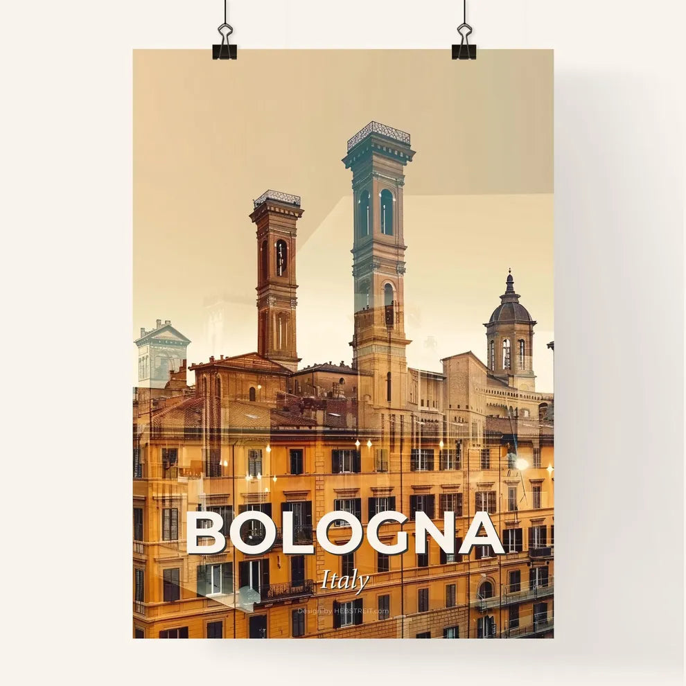 Bologna City Skyline Poster Art with Golden Sparkles Poster
