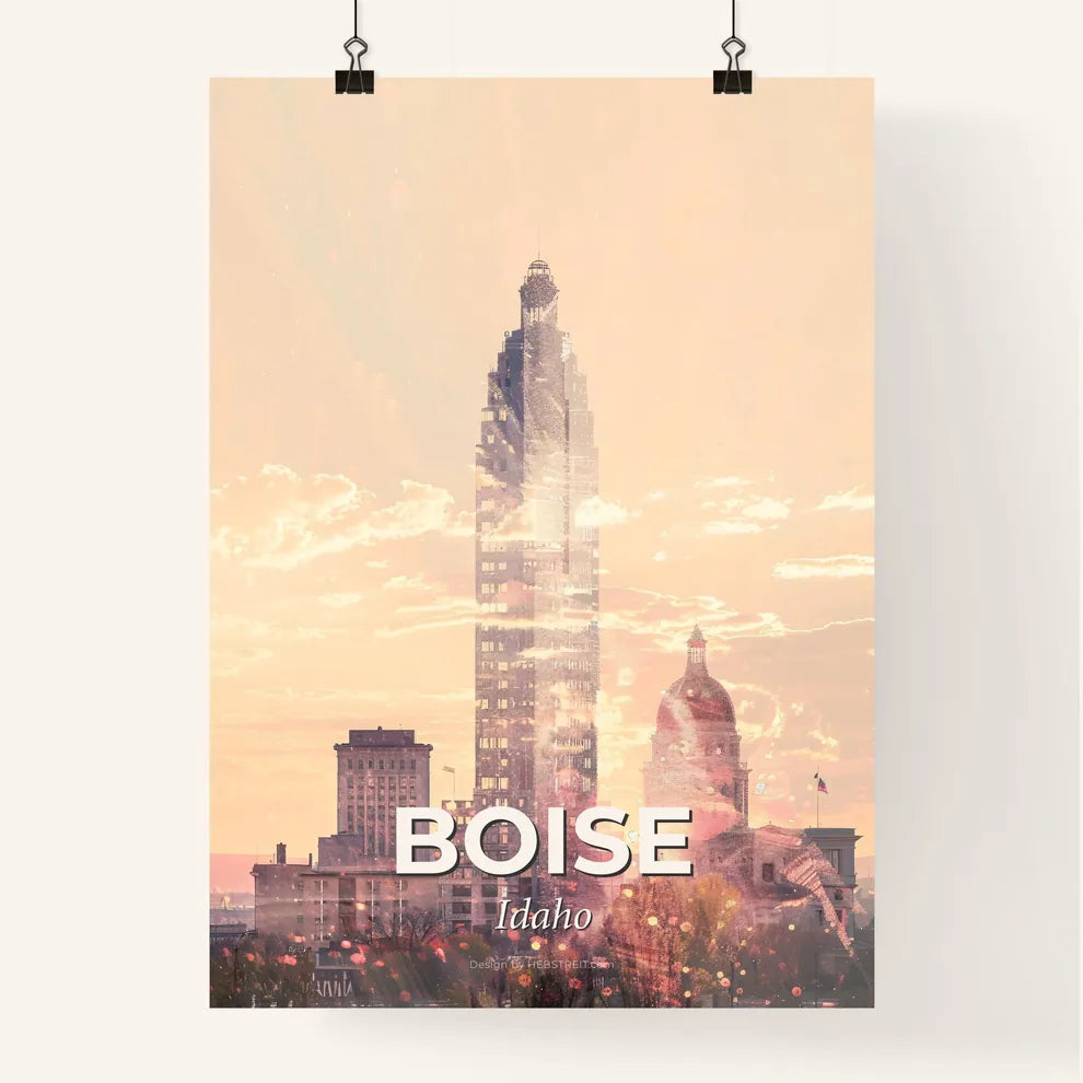 Boise Skyline Cityscape Pastel Colors Poster