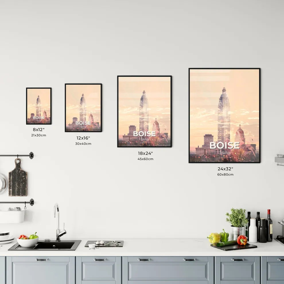 Boise Skyline Cityscape Pastel Colors Office Art