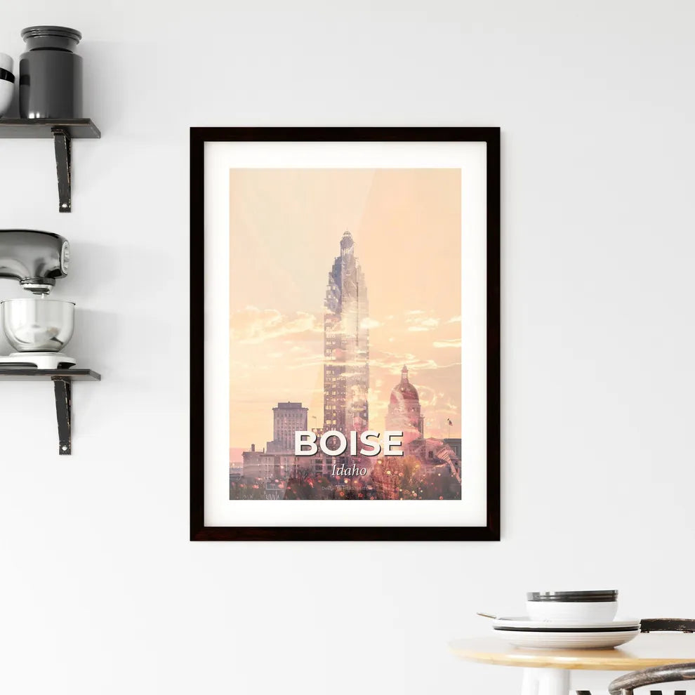 Boise Skyline Cityscape Pastel Colors Framed Print