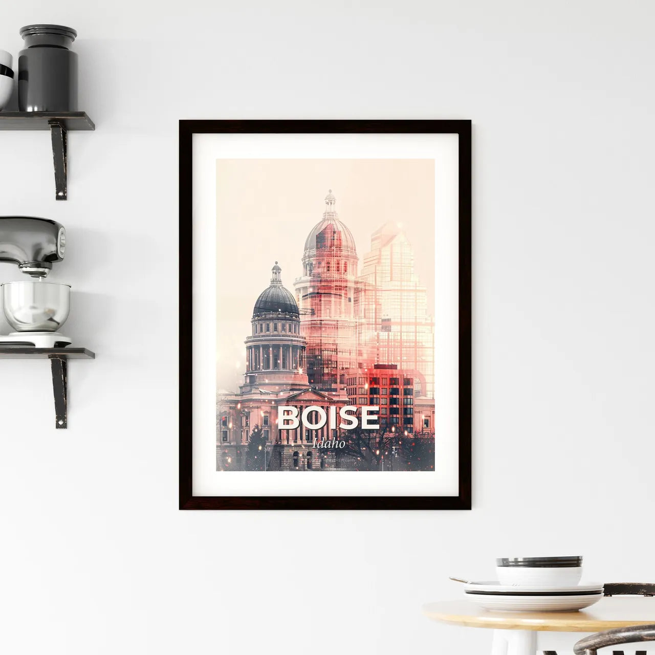 Boise Cityscape Art: Sparkle, Lights, Local Icons Framed Print