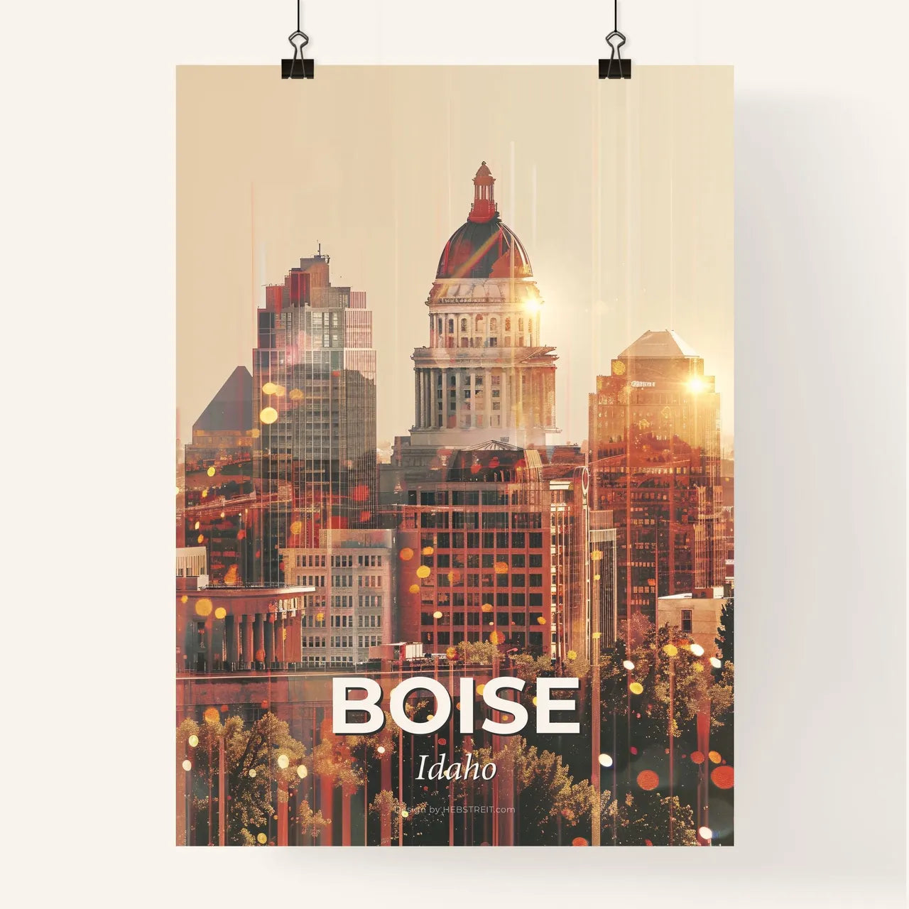 Boise Idaho City LIGHTS and ARCHITECTURE Art Poster