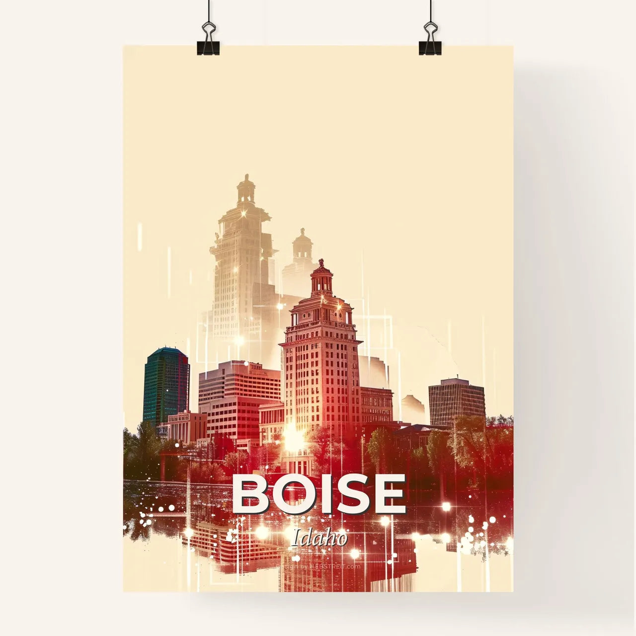 Boise City Skyline Art Deco Poster Poster