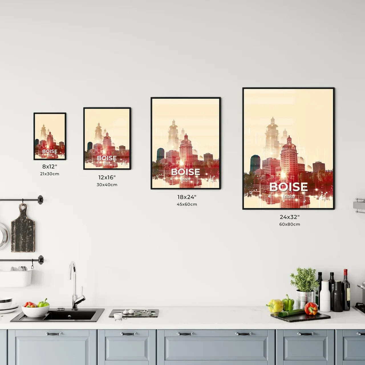 Boise City Skyline Art Deco Poster Office Art