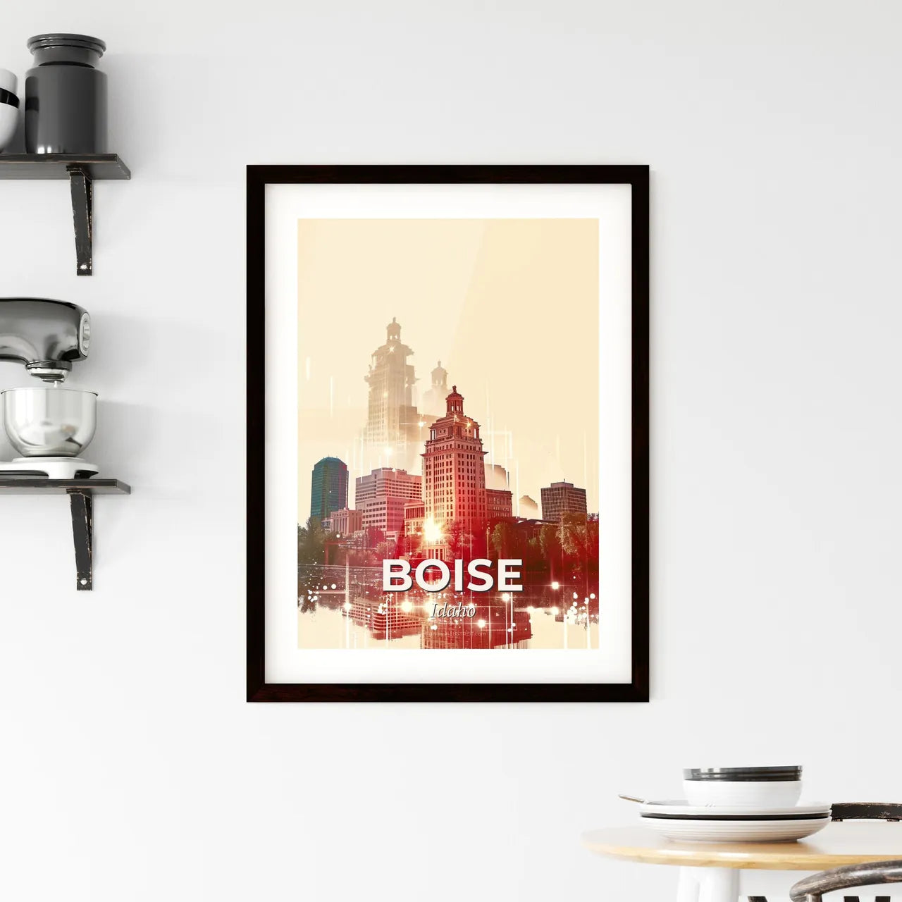 Boise City Skyline Art Deco Poster Framed Print
