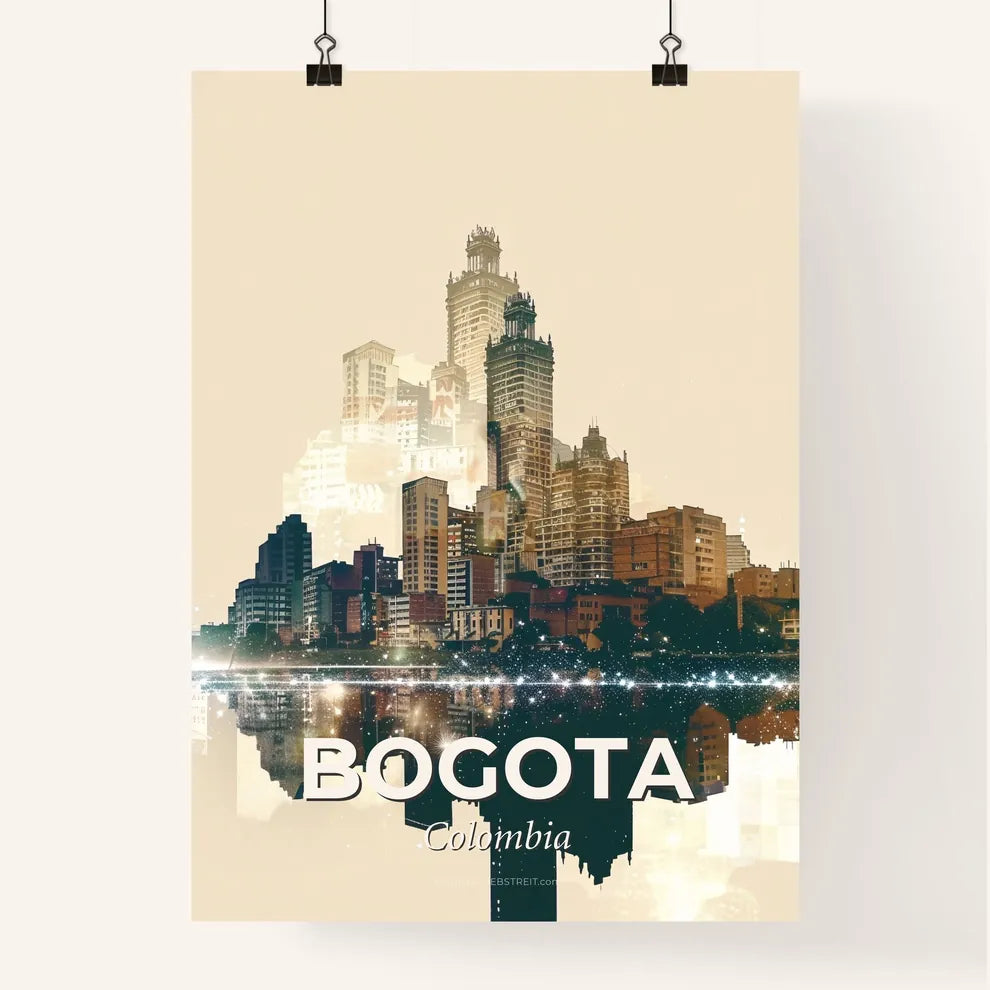 Bogota City Icon Art Design Night Paper Poster