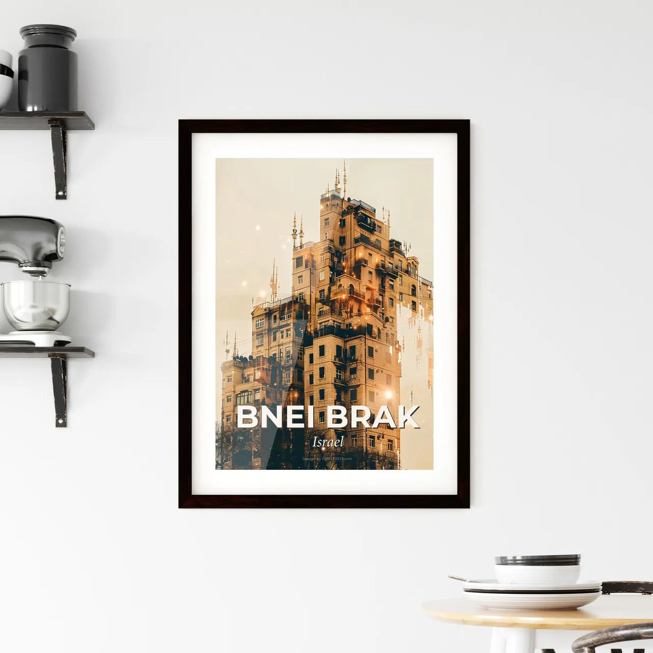 Bnei Brak Skyline Double Exposure Composite Art Framed Print