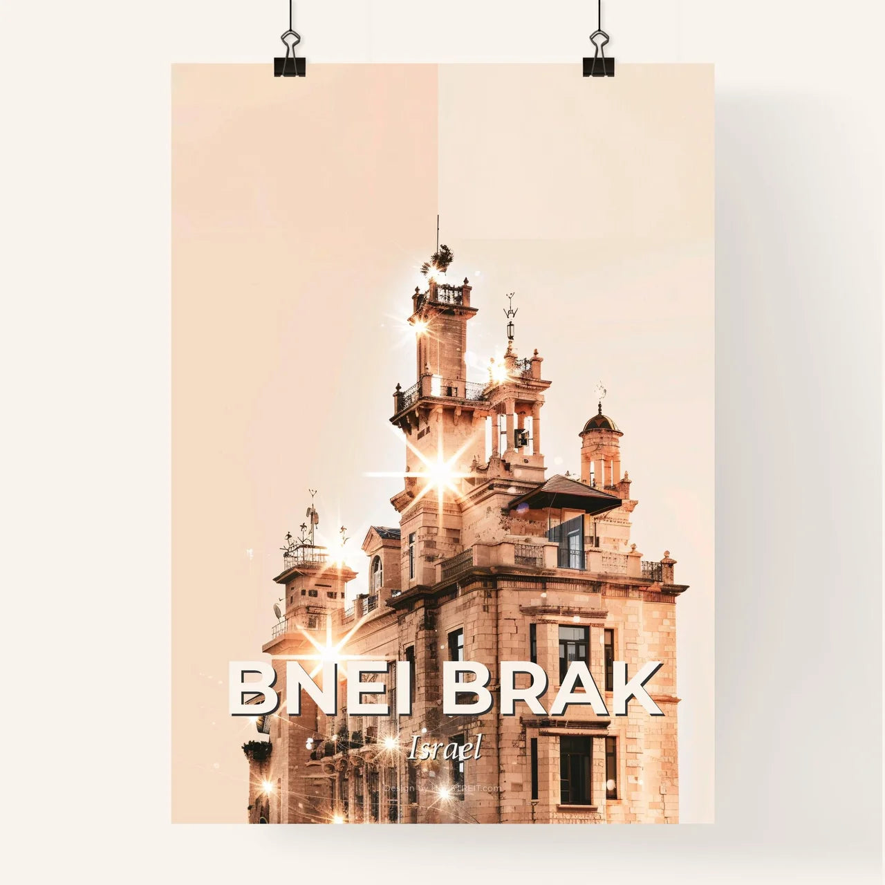Bnei Brak Skyline Burst of Light Poster Poster