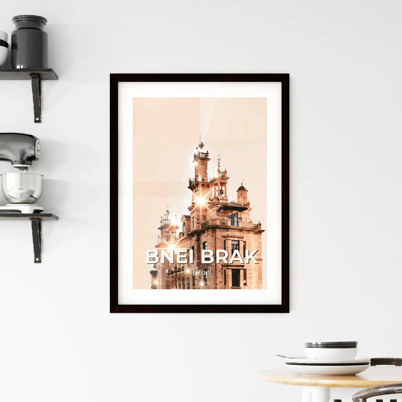 Bnei Brak Skyline Burst of Light Poster Framed Print
