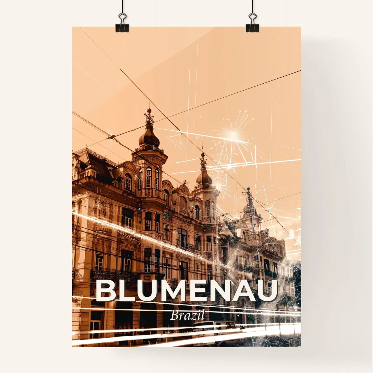 Blumenau City Skyline Poster with Local Architecture Poster
