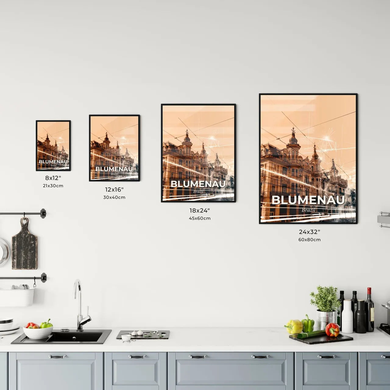 Blumenau City Skyline Poster with Local Architecture Office Art