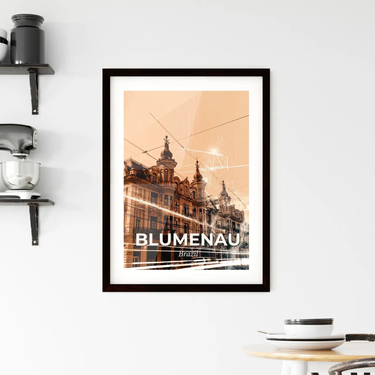 Blumenau City Skyline Poster with Local Architecture Framed Print