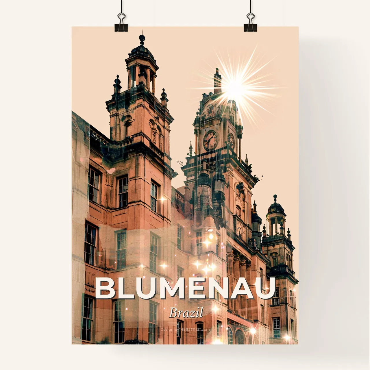 Blumenau City Skyline Double Exposure Art Print Poster