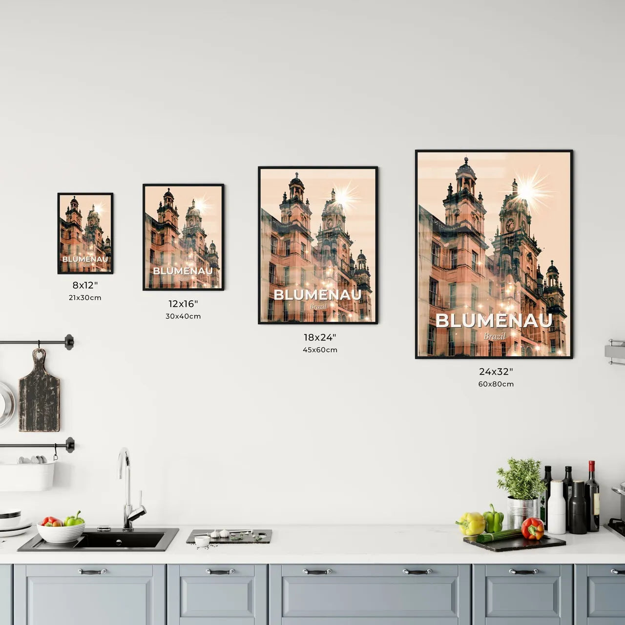 Blumenau City Skyline Double Exposure Art Print Office Art