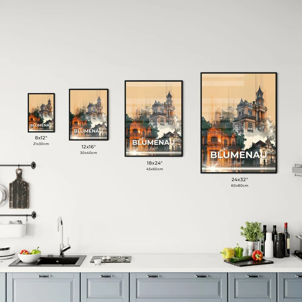 Blumenau Skyline Double Exposure Art Poster Office Art