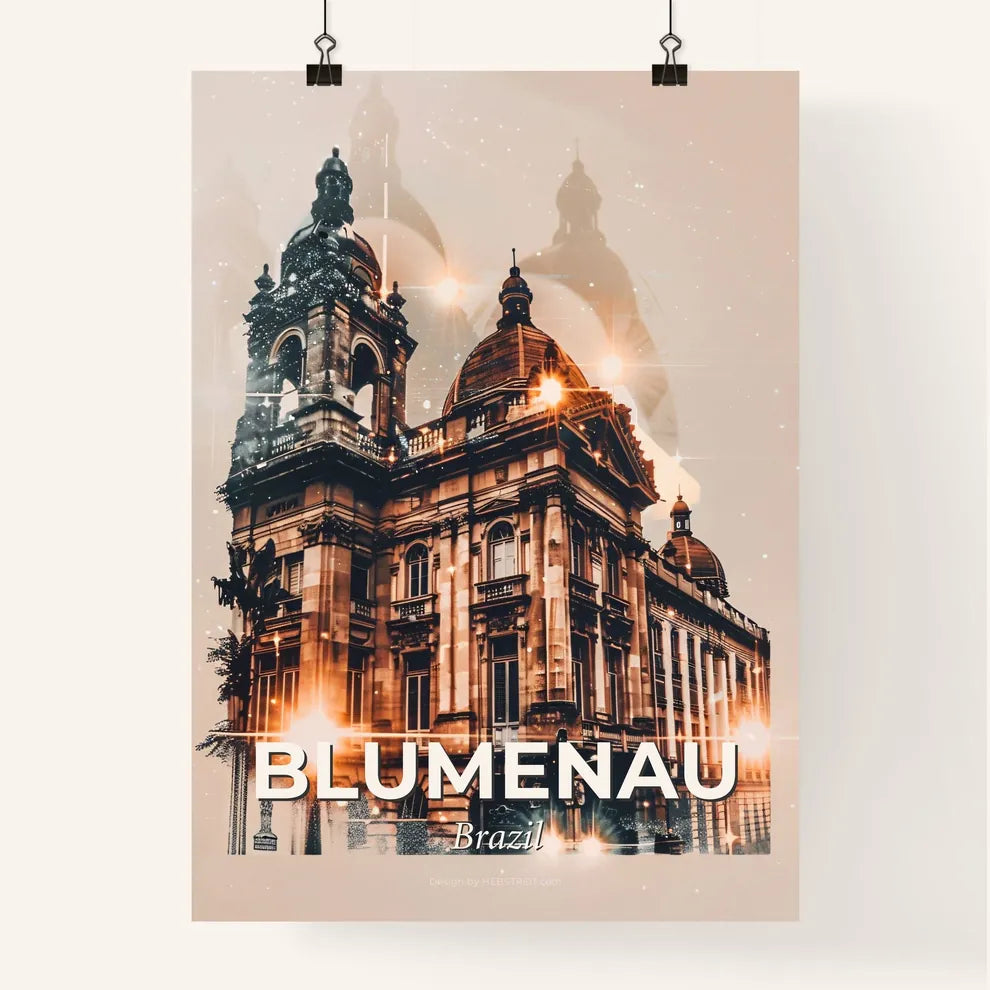 Blumenau Skyline Double Exposure Poster Art Poster