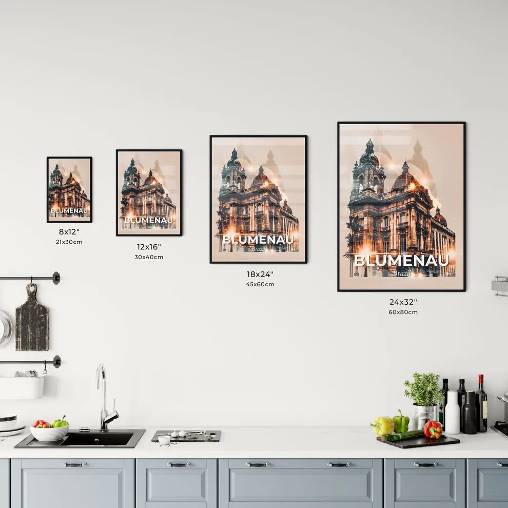 Blumenau Skyline Double Exposure Poster Art Office Art