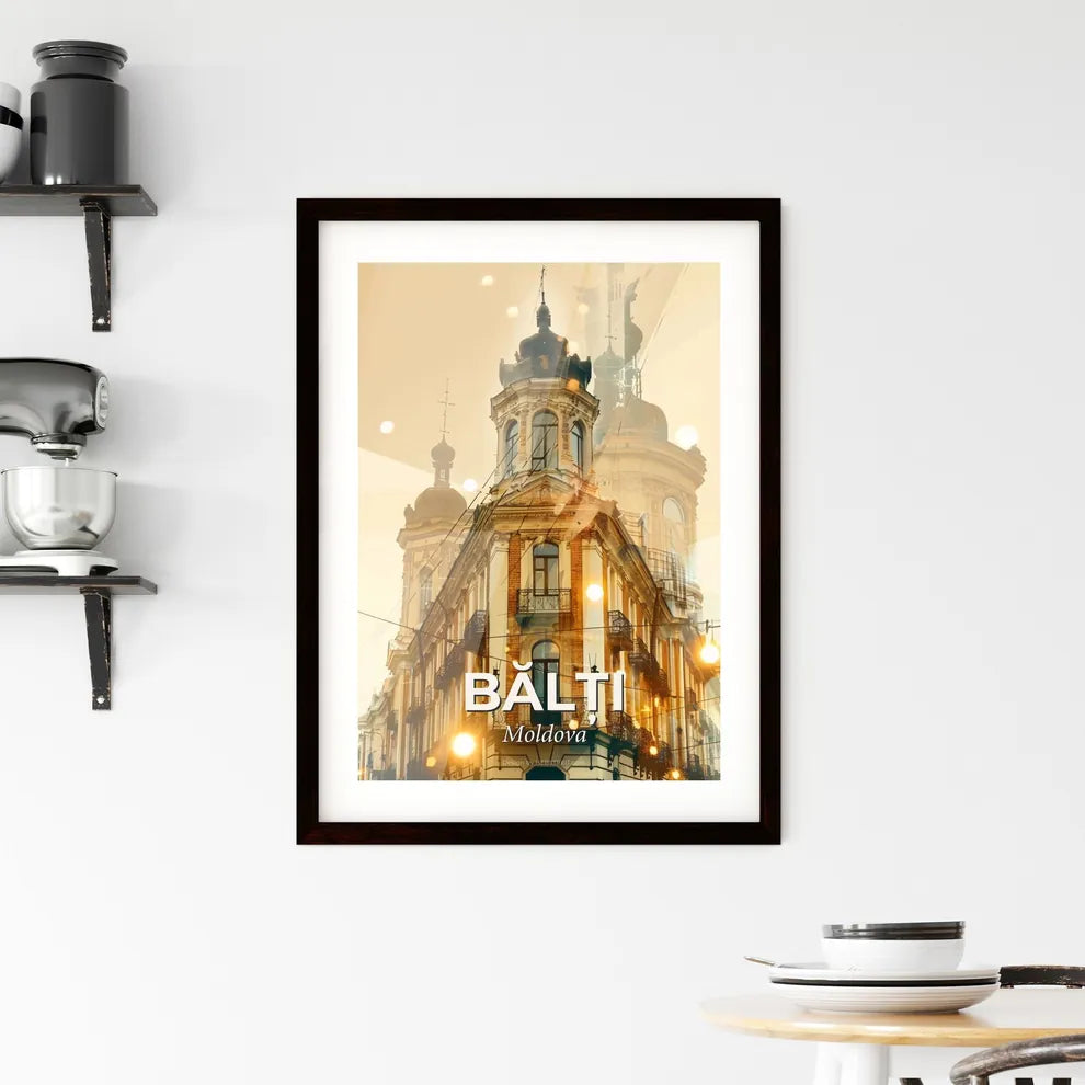 BalÈ›i Skyline Double Exposure Poster Framed Print