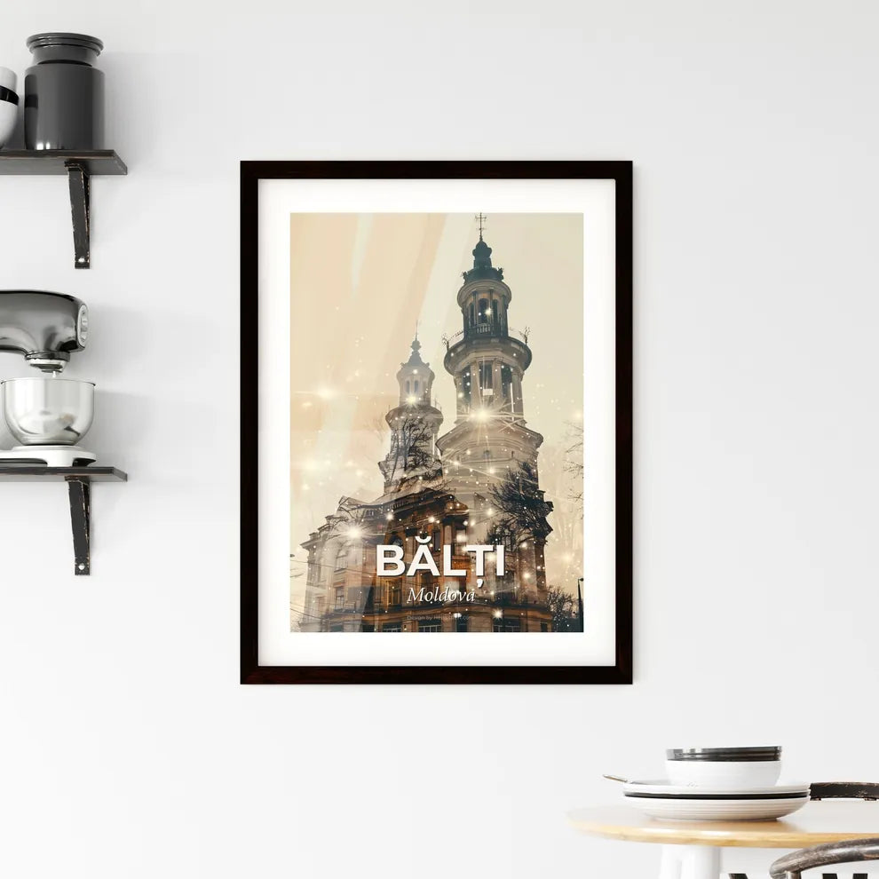 Bălți city architecture skyline poster print Framed Print