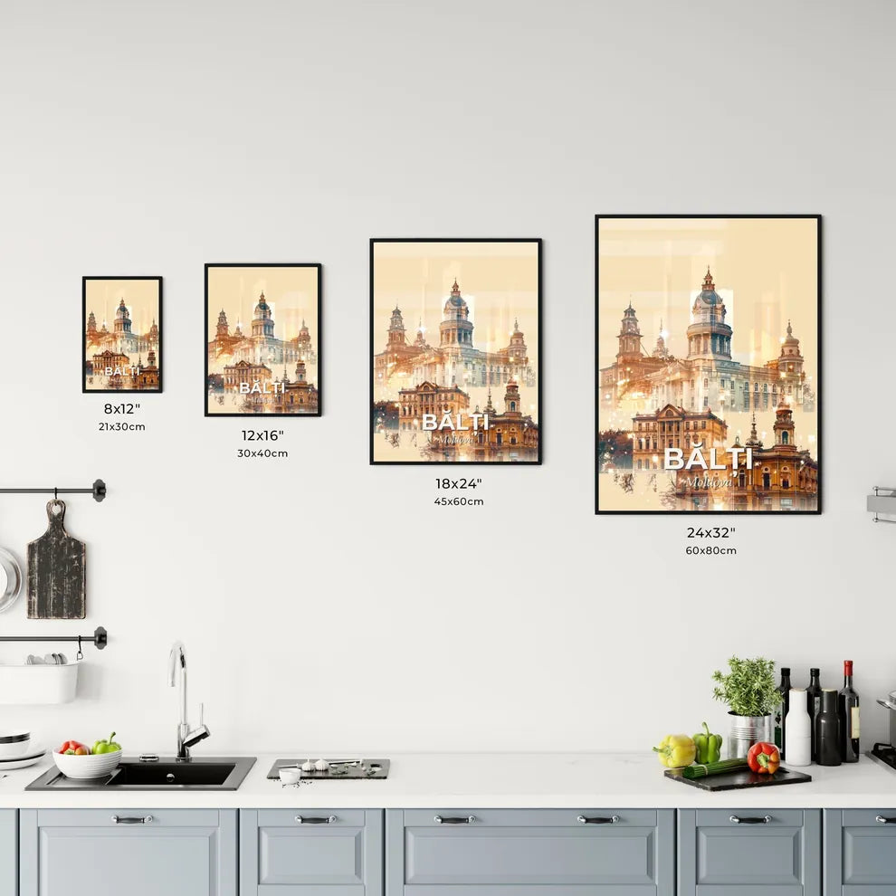 Balti Moldova City Lights Panorama Artwork Office Art