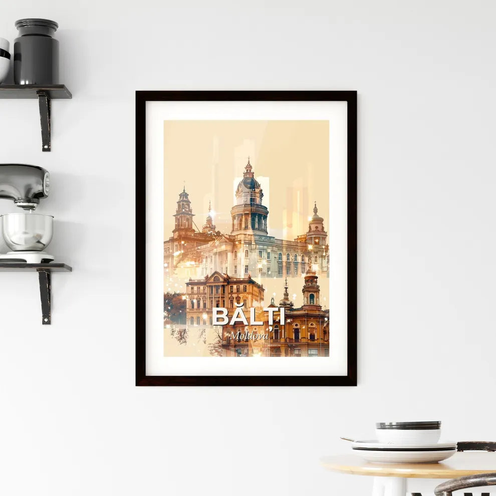 Balti Moldova City Lights Panorama Artwork Framed Print