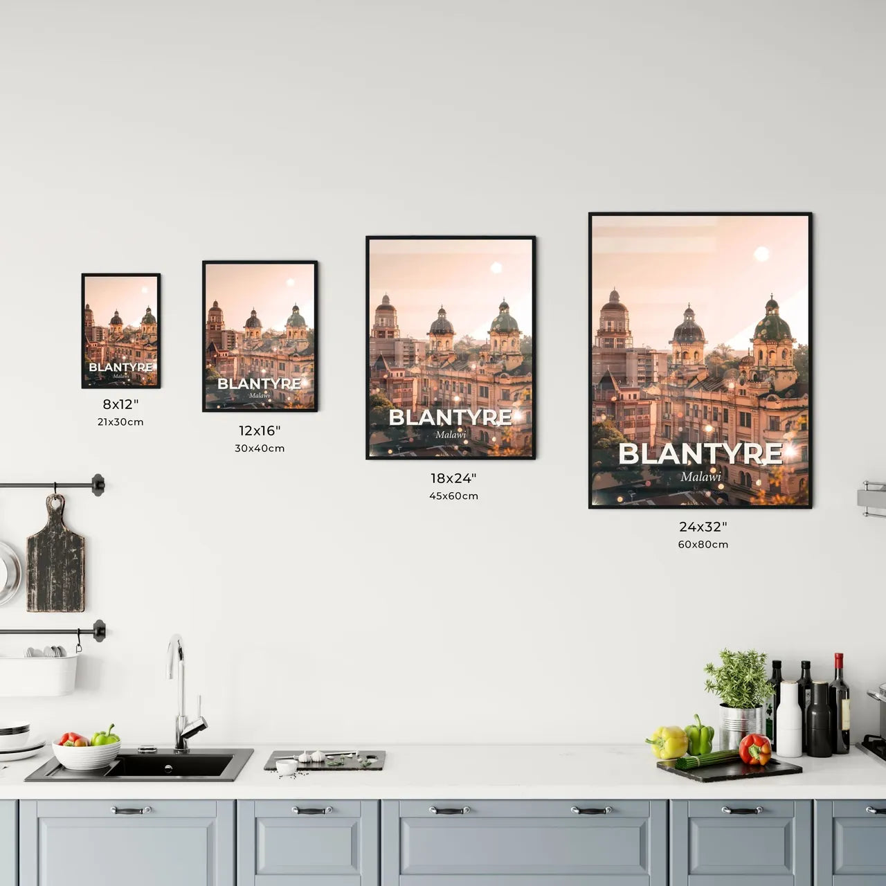 Blantyre Malawi City Skyline Sunset Silhouette Office Art