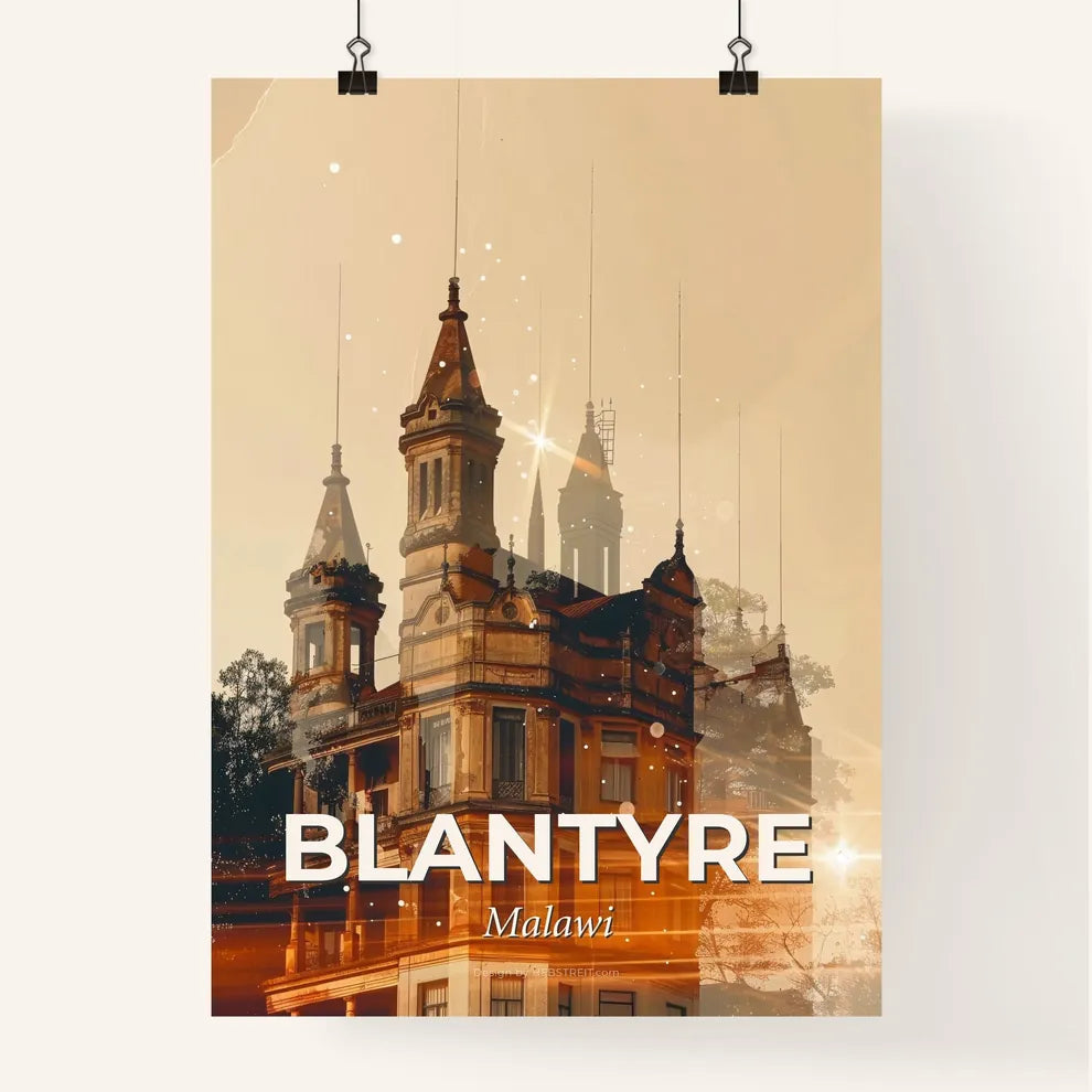 Blantyre Skyline Double Exposure Poster Art Poster
