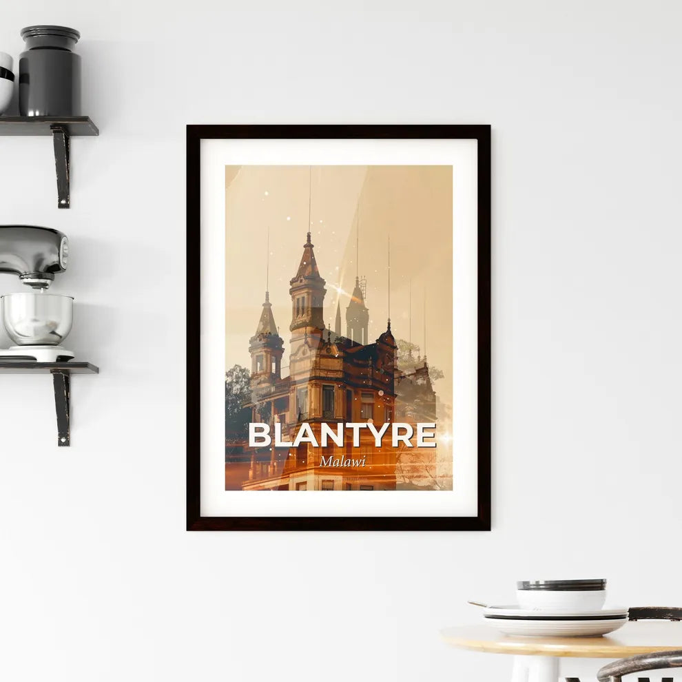 Blantyre Skyline Double Exposure Poster Art Framed Print