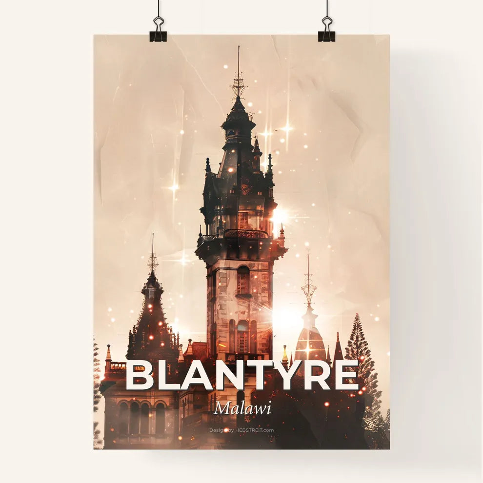Blantyre City Skyline Art Poster with Local Icons Poster