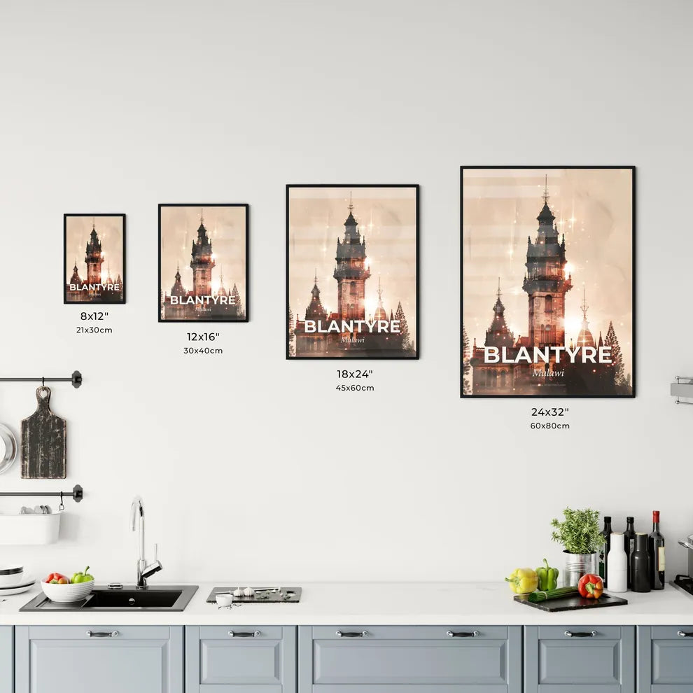 Blantyre City Skyline Art Poster with Local Icons Office Art