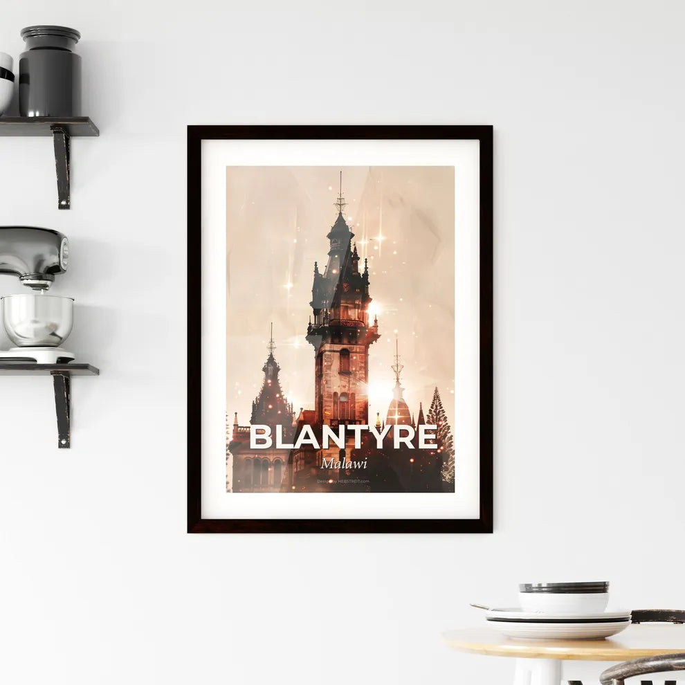Blantyre City Skyline Art Poster with Local Icons Framed Print