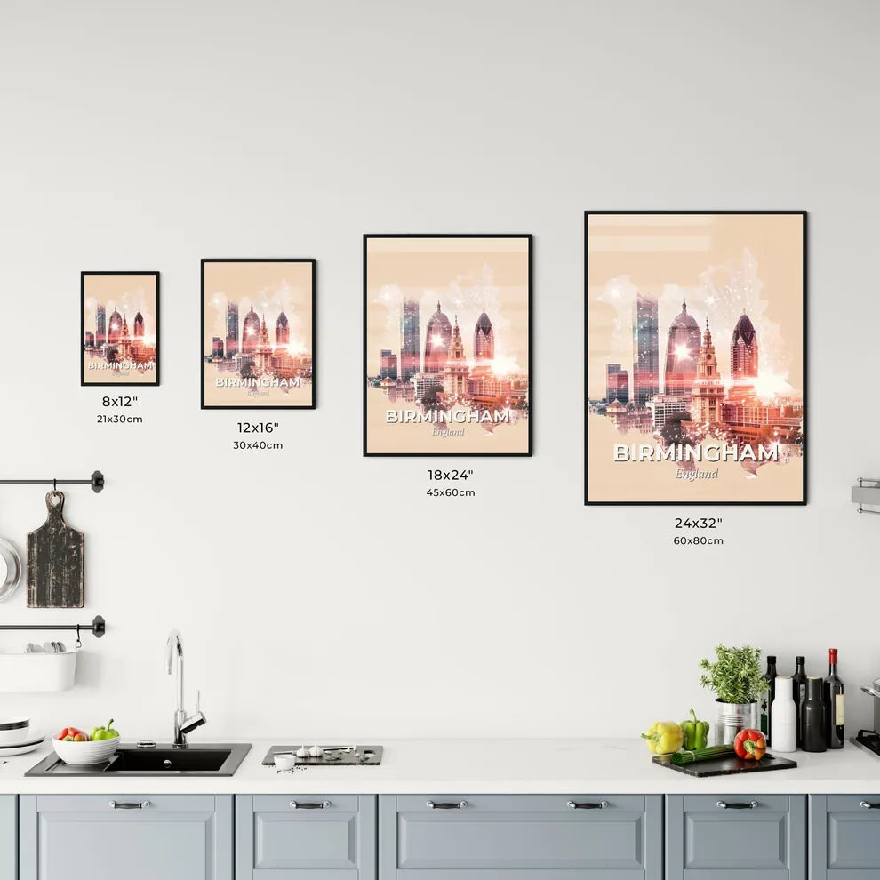 Birmingham City Skyline Double Exposure Pastels Office Art