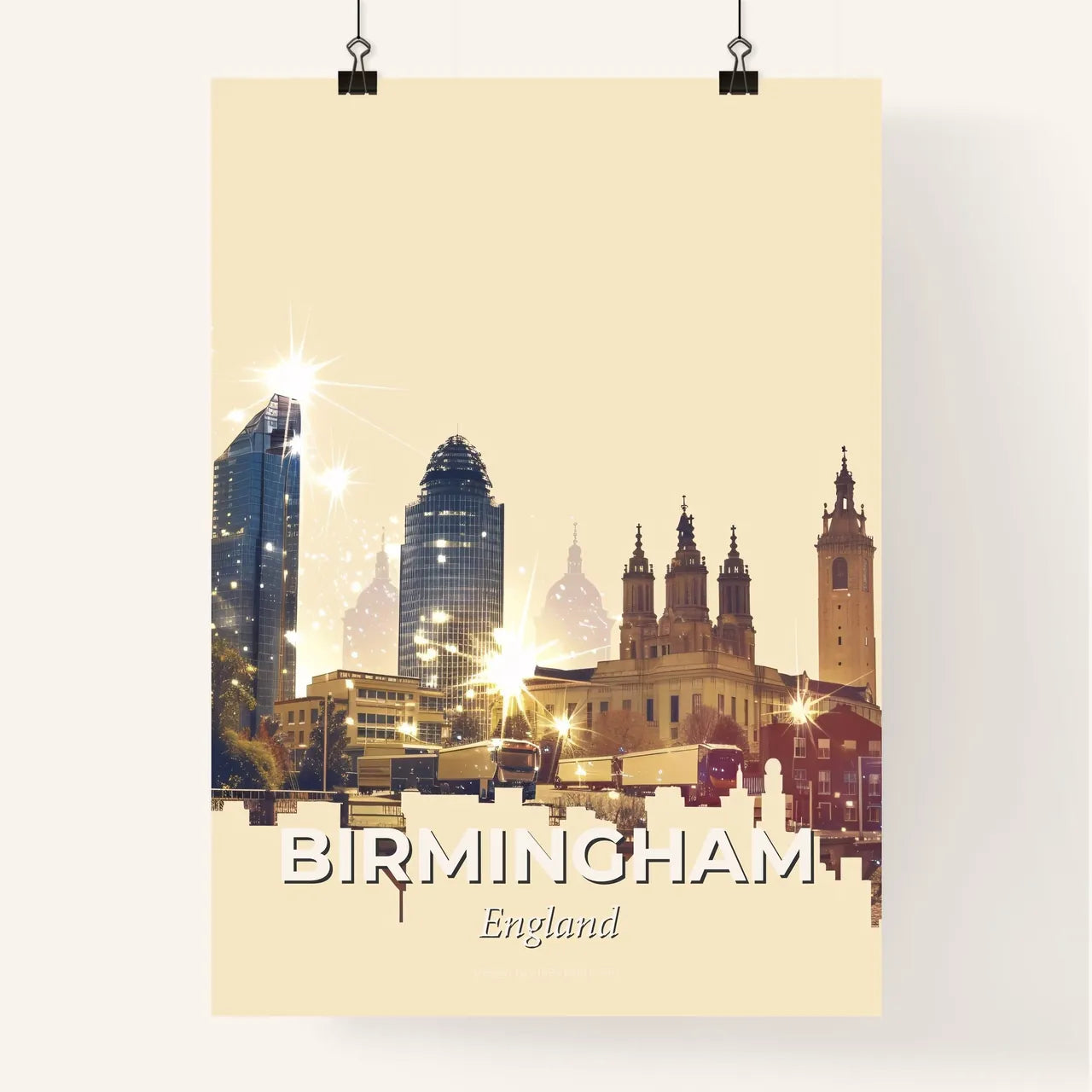 Birmingham City Skyline Icon Composite Art Poster Poster