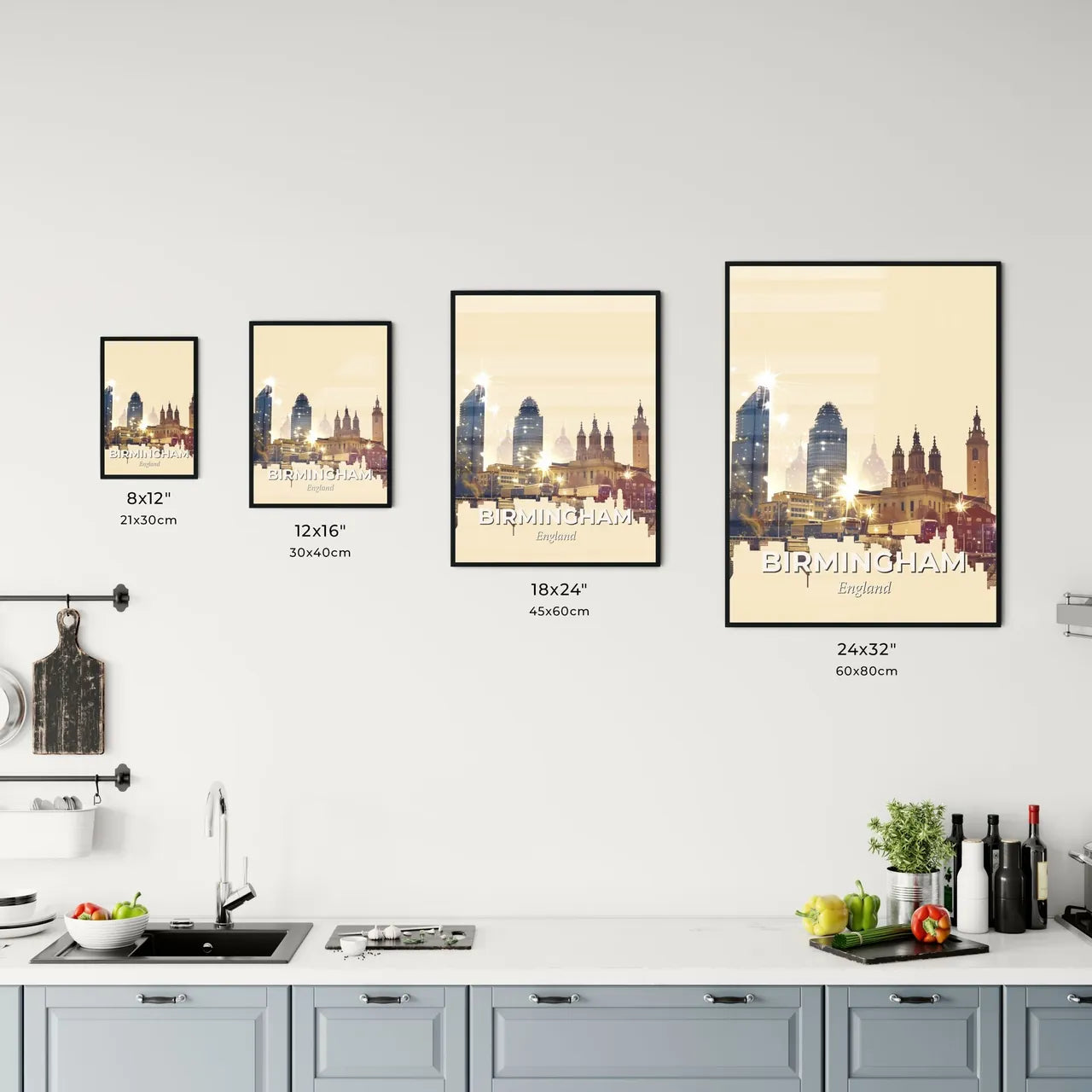 Birmingham City Skyline Icon Composite Art Poster Office Art