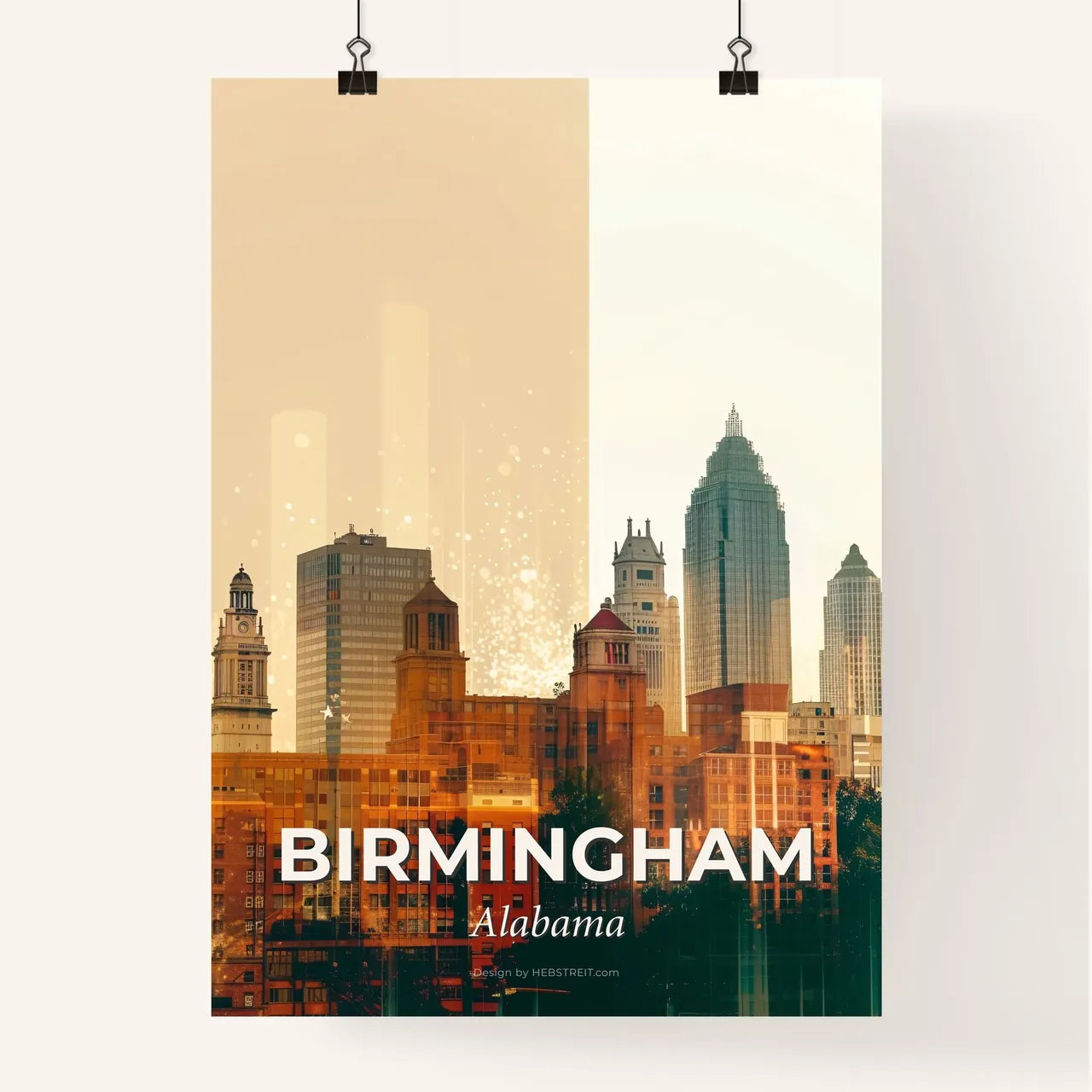 Birmingham Alabama Cityscape Skyline Buildings Poster Poster