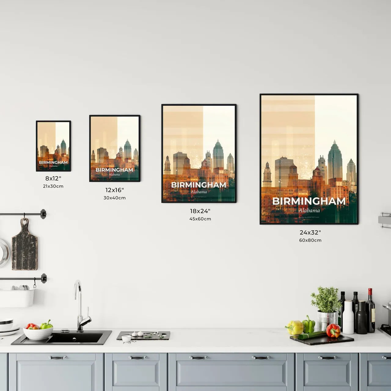 Birmingham Alabama Cityscape Skyline Buildings Poster Office Art
