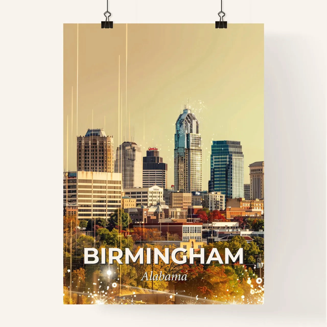 Birmingham Brilliance: City Skyline Sparkles Poster